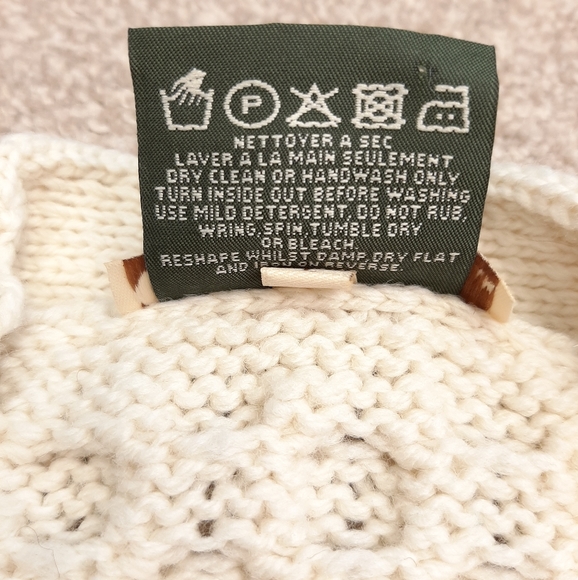 Vintage Celtic & Co Men's Irish Cream Cable Aran Merino Wool Cardigan Size Large - Picture 10 of 12